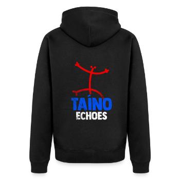 Taíno spiegelt den Stolz seiner karibischen Abstammung wider - Unisex Premium Bio Zip Hoodie - Schwarz - Hinten - Nico (187cm)