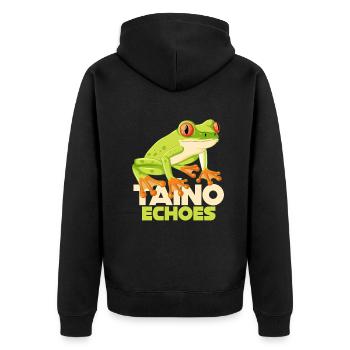Taíno spiegelt den Stolz seiner karibischen Abstammung wider - Unisex Premium Bio Zip Hoodie - Schwarz - Hinten - Nico (187cm)