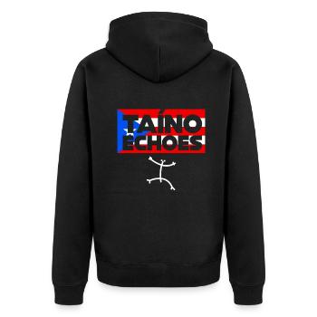 Taíno spiegelt den Stolz seiner karibischen Abstammung wider - Unisex Premium Bio Zip Hoodie - Schwarz - Hinten - Nico (187cm)