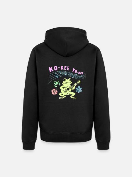 Ko-Kee Frog Playing Guitar Melody - Unisex Premium Organic Zip Hoodie - black