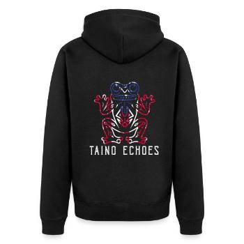 Taíno spiegelt den Stolz seiner karibischen Abstammung wider - Unisex Premium Bio Zip Hoodie - Schwarz - Hinten - Nico (187cm)
