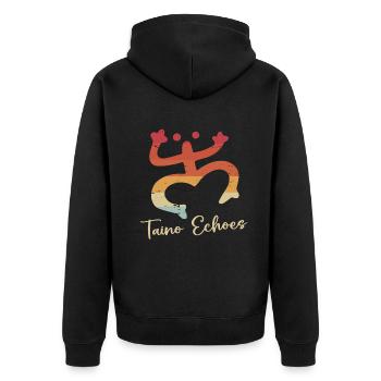 Taíno Echoes Caribbean Ancestry Pride - Unisex Premium Organic Zip Hoodie - black - Back - Nico (187cm)