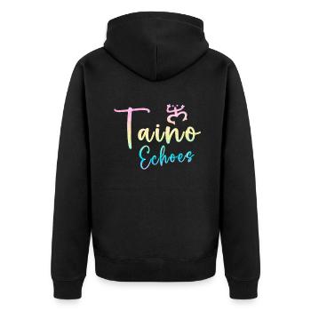 Taíno spiegelt den Stolz seiner karibischen Abstammung wider - Unisex Premium Bio Zip Hoodie - Schwarz - Hinten - Nico (187cm)