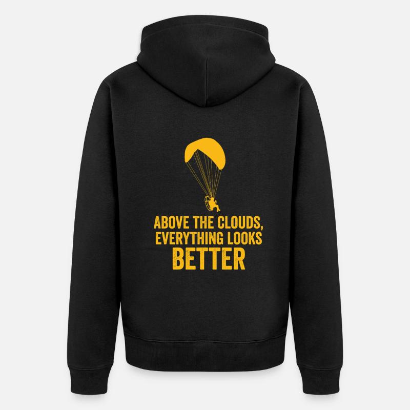 Über den Wolken Paramotor-Enthusiast - Unisex Premium Bio Zip Hoodie - Schwarz