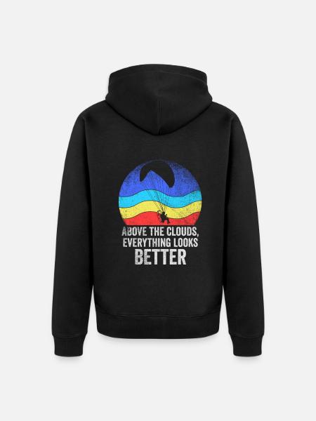 Über den Wolken Paramotor-Enthusiast - Unisex Premium Bio Zip Hoodie - Schwarz