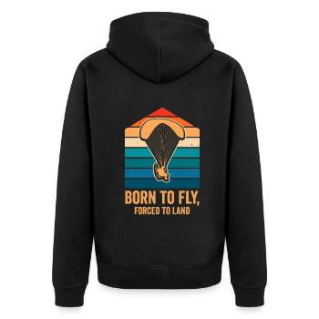 Born To Fly Gezwungen zu Landen Motorschirm - Unisex Premium Bio Zip Hoodie - Schwarz - Hinten - Nico (187cm)