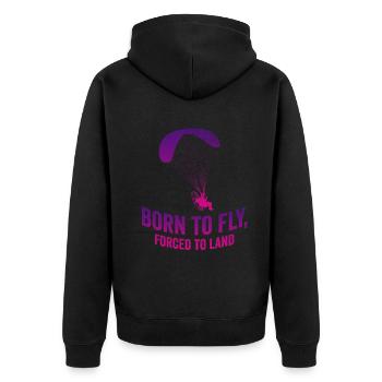 Born To Fly Gezwungen zu Landen Motorschirm - Unisex Premium Bio Zip Hoodie - Schwarz - Hinten - Nico (187cm)