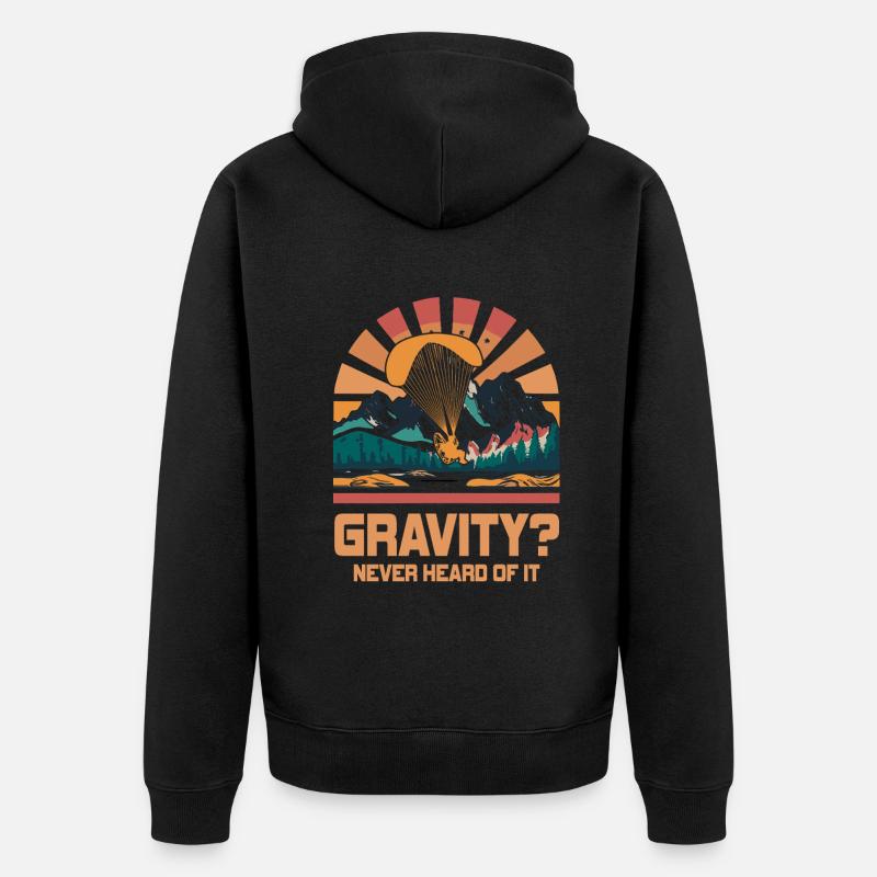 Lustiges Paramotor Gravitations-Meme - Unisex Premium Bio Zip Hoodie - Schwarz