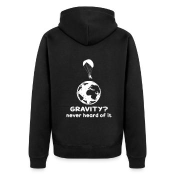 Lustiges Paramotor Gravitations-Meme - Unisex Premium Bio Zip Hoodie - Schwarz - Hinten - Nico (187cm)