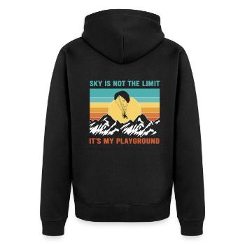 Sky Is Not The Limit It's My Playground - Unisex Premium Bio Zip Hoodie - Schwarz - Hinten - Nico (187cm)