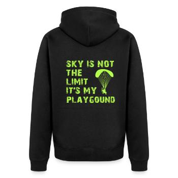 Sky Is Not The Limit It's My Playground - Unisex Premium Bio Zip Hoodie - Schwarz - Hinten - Nico (187cm)