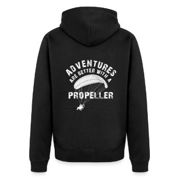 Les aventures sont meilleures avec une hélice - Veste à capuche bio Premium Unisexe - noir - Dos - Nico (187cm)
