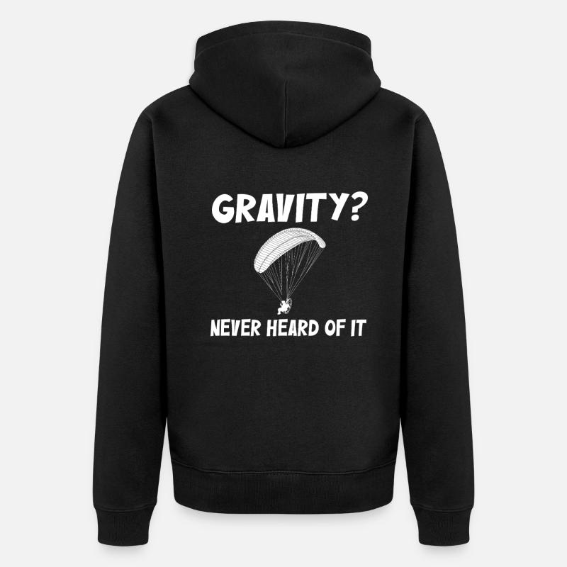 Lustiges Paramotor Gravitations-Meme - Unisex Premium Bio Zip Hoodie - Schwarz