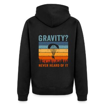 Lustiges Paramotor Gravitations-Meme - Unisex Premium Bio Zip Hoodie - Schwarz - Hinten - Nico (187cm)