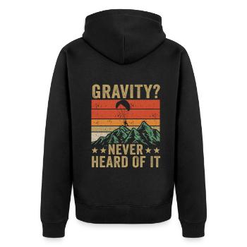 Mème hilarant de gravité de paramoteur - Veste à capuche bio Premium Unisexe - noir - Dos - Nico (187cm)