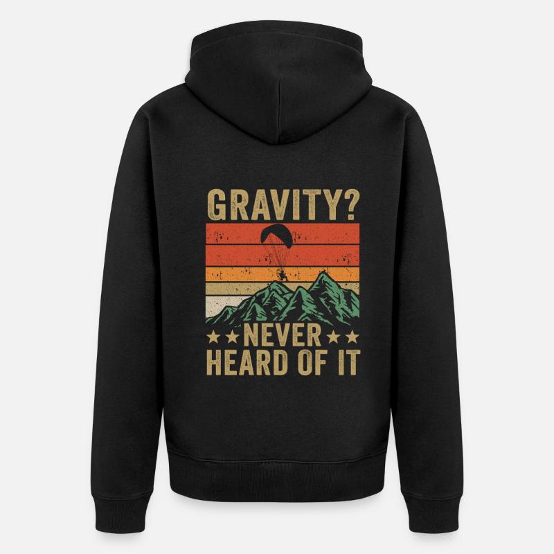 Hilarious Paramotor Gravity Meme - Unisex Premium Organic Zip Hoodie - black