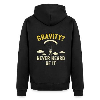 Mème hilarant de gravité de paramoteur - Veste à capuche bio Premium Unisexe - noir - Dos - Nico (187cm)