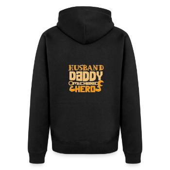 Husband Daddy Mechanic Hero Graphic - Unisex Premium Organic Zip Hoodie - black - Back - Nico (187cm)