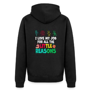 I Love My Job For All The Little Reasons - Unisex Premium Organic Zip Hoodie - black - Back - Nico (187cm)