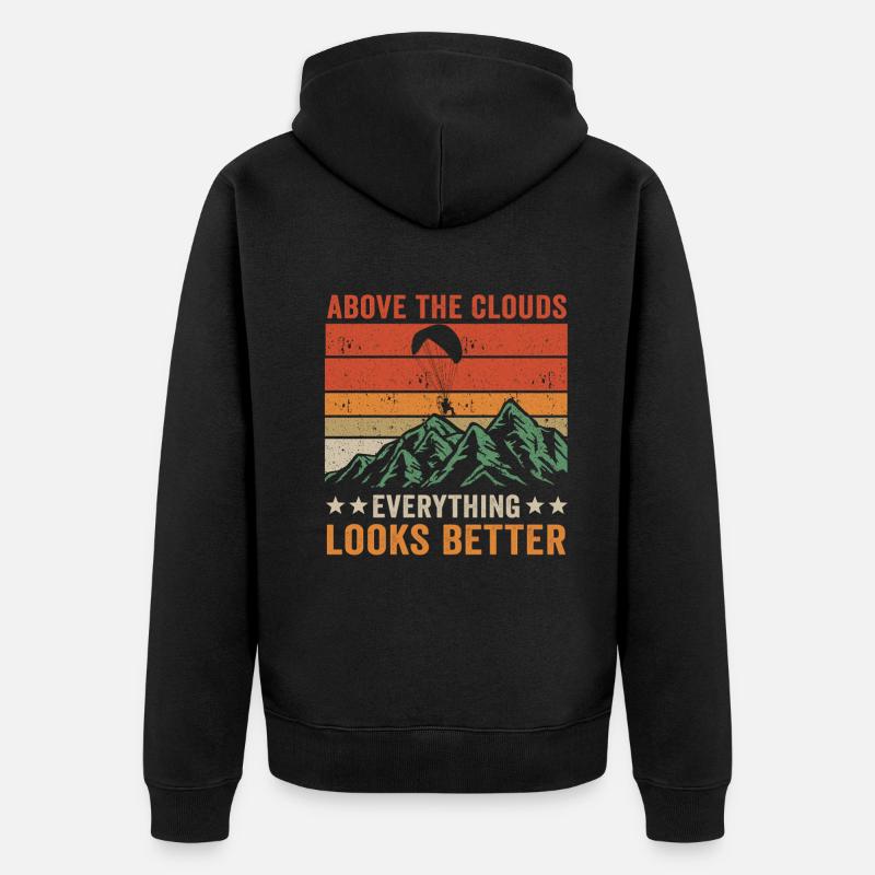 Über den Wolken Paramotor-Enthusiast - Unisex Premium Bio Zip Hoodie - Schwarz
