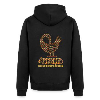 Symbole Sankofa Adinkra Ghana Noir - Veste à capuche bio Premium Unisexe - noir - Dos - Nico (187cm)