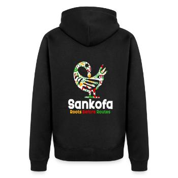 Symbole Sankofa Adinkra Ghana Noir - Veste à capuche bio Premium Unisexe - noir - Dos - Nico (187cm)