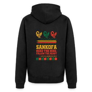 Symbole Sankofa Adinkra Ghana Noir - Veste à capuche bio Premium Unisexe - noir - Dos - Nico (187cm)