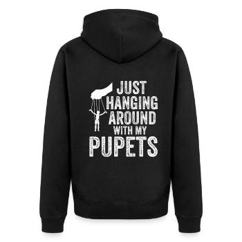 Puppenspiel Puppenspieler Puppen - Unisex Premium Bio Zip Hoodie - Schwarz - Hinten - Nico (187cm)