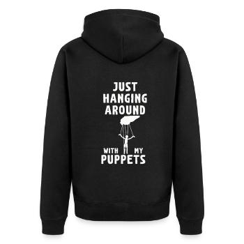 Puppenspiel Puppenspieler Puppen - Unisex Premium Bio Zip Hoodie - Schwarz - Hinten - Nico (187cm)