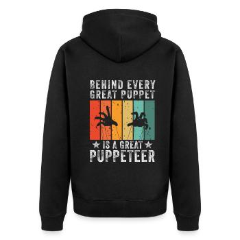 Puppenspiel Puppenspieler Puppen - Unisex Premium Bio Zip Hoodie - Schwarz - Hinten - Nico (187cm)