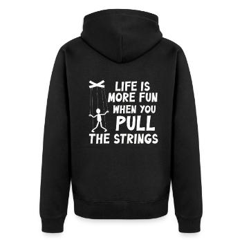 Puppenspiel Puppenspieler Puppen - Unisex Premium Bio Zip Hoodie - Schwarz - Hinten - Nico (187cm)