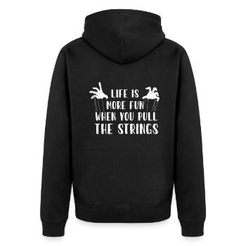 Puppenspiel Puppenspieler Puppen - Unisex Premium Bio Zip Hoodie - Schwarz - Hinten - Nico (187cm)