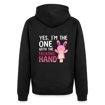 Puppenspiel Puppenspieler Puppen - Unisex Premium Bio Zip Hoodie - Schwarz - Hinten - Nico (187cm)