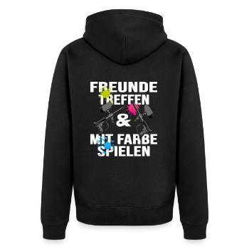 paintball gotcha paintballspieler paintball-spruch - Unisex Premium Bio Zip Hoodie - Schwarz - Hinten - Nico (187cm)