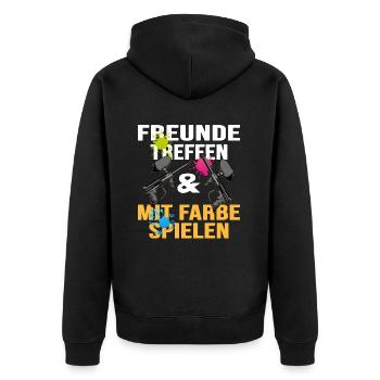 Paintball-fun Gotcha Paintballspieler Markierer - Unisex Premium Bio Zip Hoodie - Schwarz - Hinten - Nico (187cm)