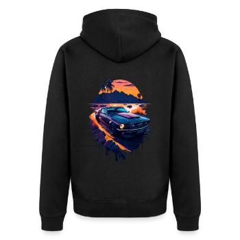 Klassischer Sportwagen - Unisex Premium Bio Zip Hoodie - Schwarz - Hinten - Nico (187cm)