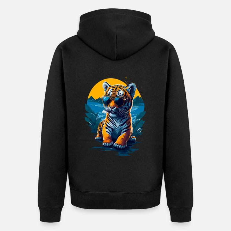 Mignon bébé tigre - Veste à capuche bio Premium Unisexe - noir