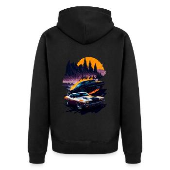 Klassischer Sportwagen - Unisex Premium Bio Zip Hoodie - Schwarz - Hinten - Nico (187cm)