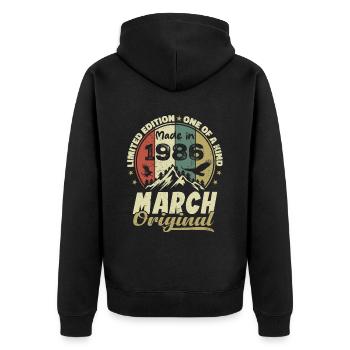 Cadeau D'anniversaire Mars 1986 Édition Limitée - Veste à capuche bio Premium Unisexe - noir - Dos - Nico (187cm)