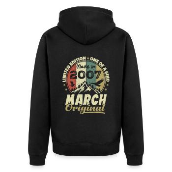 March 2007 Birthday Gift Limited Edition - Unisex Premium Organic Zip Hoodie - black - Back - Nico (187cm)
