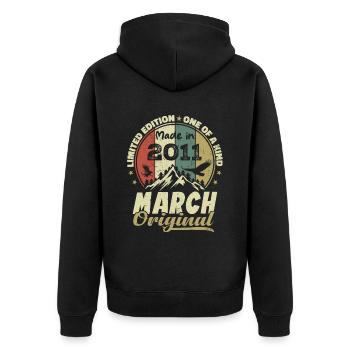 Cadeau D'anniversaire Mars 2011 Édition Limitée - Veste à capuche bio Premium Unisexe - noir - Dos - Nico (187cm)