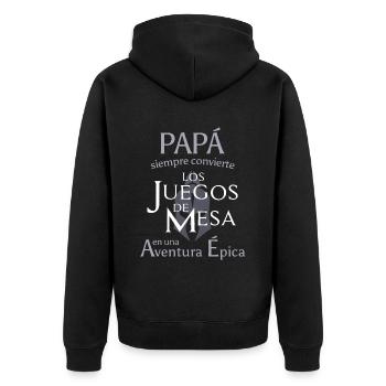 Papa, du bist großartig - Unisex Premium Bio Zip Hoodie - Schwarz - Hinten - Nico (187cm)