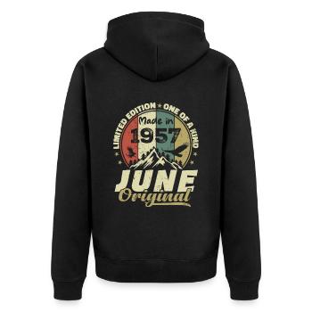 Juin 1957 Cadeau Anniversaire Juin 1957 Juin 1957 - Veste à capuche bio Premium Unisexe - noir - Dos - Nico (187cm)