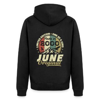 Juin 2000 Cadeau Anniversaire Juin 2000 Juin 2000 - Veste à capuche bio Premium Unisexe - noir - Dos - Nico (187cm)