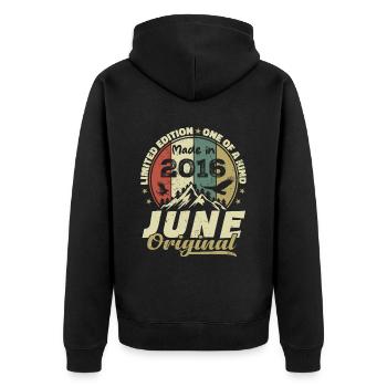 Juin 2016 Cadeau Anniversaire Juin 2016 Juin 2016 - Veste à capuche bio Premium Unisexe - noir - Dos - Nico (187cm)