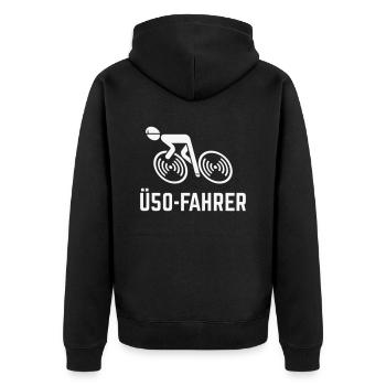 Ü50-Fahrer (Rennradfahrer / Rennrad / Fahrrad / W) - Unisex Premium Bio Zip Hoodie - Schwarz - Hinten - Nico (187cm)