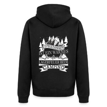 WARMES LAGERFEUER BEIM CAMPING - Campingplatz - Unisex Premium Bio Zip Hoodie - Schwarz - Hinten - Nico (187cm)