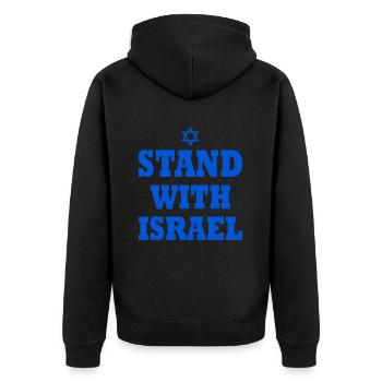 Stand with israel - Unisex Premium Bio Zip Hoodie - Schwarz - Hinten - Nico (187cm)