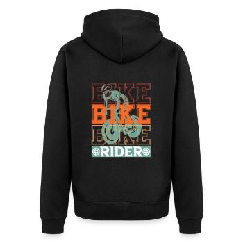 Rad Bike Fahrrad Mountainbike Fahrradkurier - Unisex Premium Bio Zip Hoodie - Schwarz - Hinten - Nico (187cm)