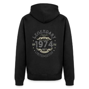 1974 Anniversary legendary since 1974 - Unisex Premium Organic Zip Hoodie - black - Back - Nico (187cm)
